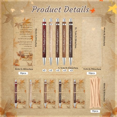 Epakh 15 Sets Thanksgiving Gifts Bulk Fall Pens with Greeting Cards, Fall Party Favors for Adults, Friendsgiving Party Favors, Thanksgiving Gifts for Guests Coworker Teacher Employee Office Supplies - Image 2