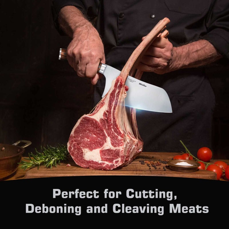 Mueller Austria Mueller 7-inch Cleaver Knife, Vegetable Meat Chinese Chef’s Knife, German Stainless Steel with Ergonomic Pakkawood Handle, for Home Kitchen and Restaurant, Valentines Day Gifts for Him  - Image 2