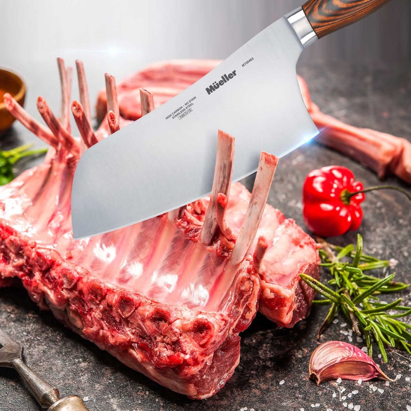 Mueller Austria Mueller 7-inch Cleaver Knife, Vegetable Meat Chinese Chef’s Knife, German Stainless Steel with Ergonomic Pakkawood Handle, for Home Kitchen and Restaurant, Valentines Day Gifts for Him  - Image 5