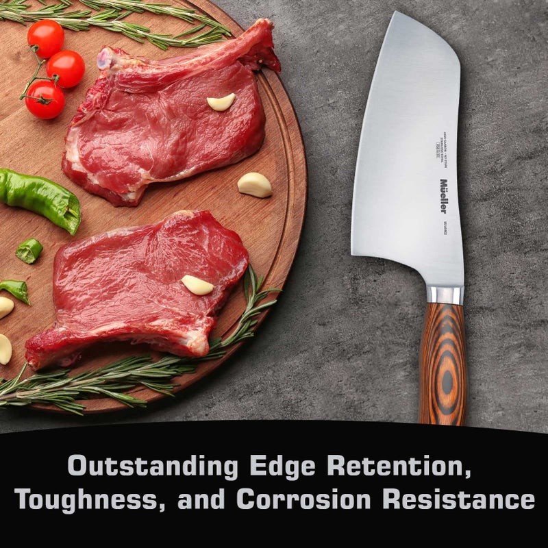 Mueller Austria Mueller 7-inch Cleaver Knife, Vegetable Meat Chinese Chef’s Knife, German Stainless Steel with Ergonomic Pakkawood Handle, for Home Kitchen and Restaurant, Valentines Day Gifts for Him  - Image 4