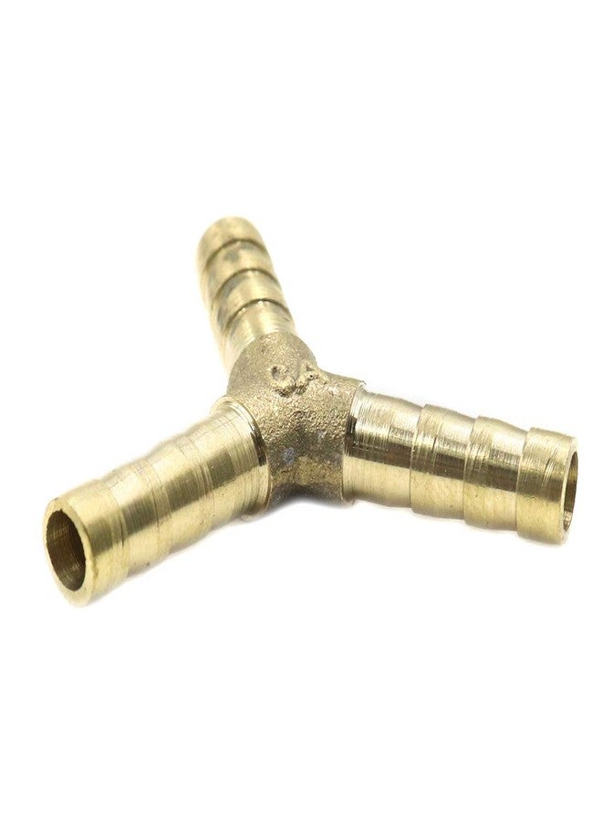 Sydien 6mm Brass Barb Hose Splicer Fitting Y Shaped 3 Way Union Fitting Intersection/Split Brass Water/Fuel/Air Pack of 5 - Image 2