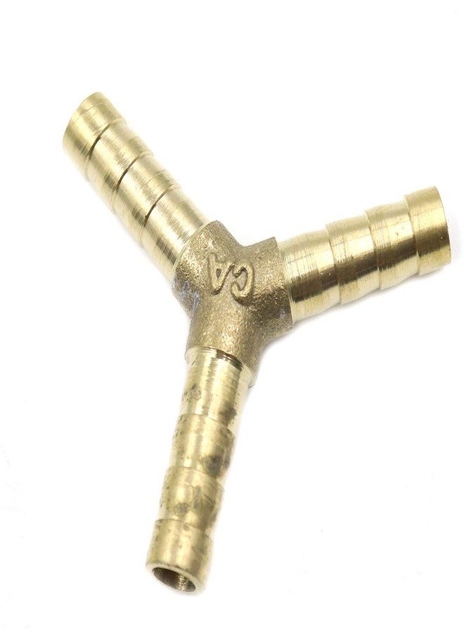Sydien 6mm Brass Barb Hose Splicer Fitting Y Shaped 3 Way Union Fitting Intersection/Split Brass Water/Fuel/Air Pack of 5 - Image 3