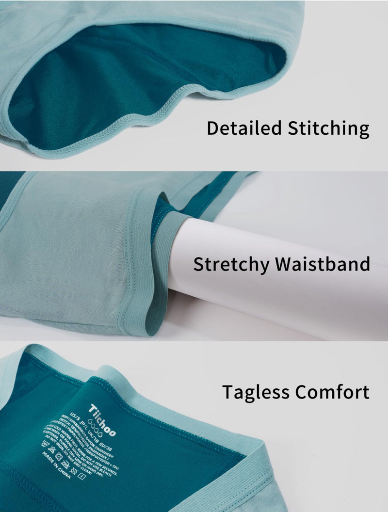 TIICHOO Period Underwear for Women Heavy Flow 50 ml Absorbency Leakproof Panties for Menstrual Incontinence 5 Pack (2 Black/2 Turquoise/1 Brown, Medium) - Image 5