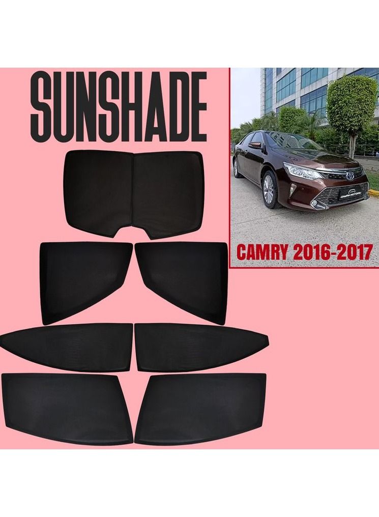 CAMRY Car Window Sunshade Set for Toyota Camry 2016-2017, Full Coverage Privacy Shades, Heat & Sun Protection, Front Rear Side Window & Windshield Covers, Black - Image 2