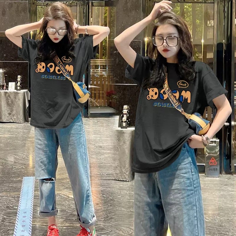 2023 Summer New All-match Short-sleeved T-shirt Women's Cotton Half-sleeved Top Korean Fashion Mid-length Base Shirt Trendy - Image 5