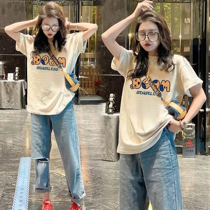 2023 Summer New All-match Short-sleeved T-shirt Women's Cotton Half-sleeved Top Korean Fashion Mid-length Base Shirt Trendy - Image 3