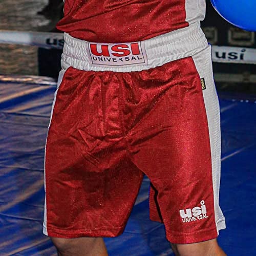 USI UNIVERSAL THE UNBEATABLE Boxing Dress for Men, Boxing Uniform Sleeveless Vest & Shorts Set, Boxing Dress for Training Punching, Sparring Fitness Gym Kickboxing Shorts Men (Red, Size 40) - Image 4