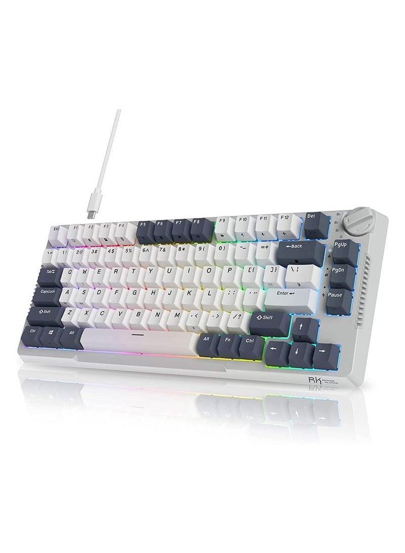رويال كلودج لوحة مفاتيح ميكانيكية وايرلس RK Royal Kludge RK H81 81 مفتاح ثلاثي الوضع مع تحكم بالمقبض RGB باللون الأبيض - سماوي ليلي - Image 5