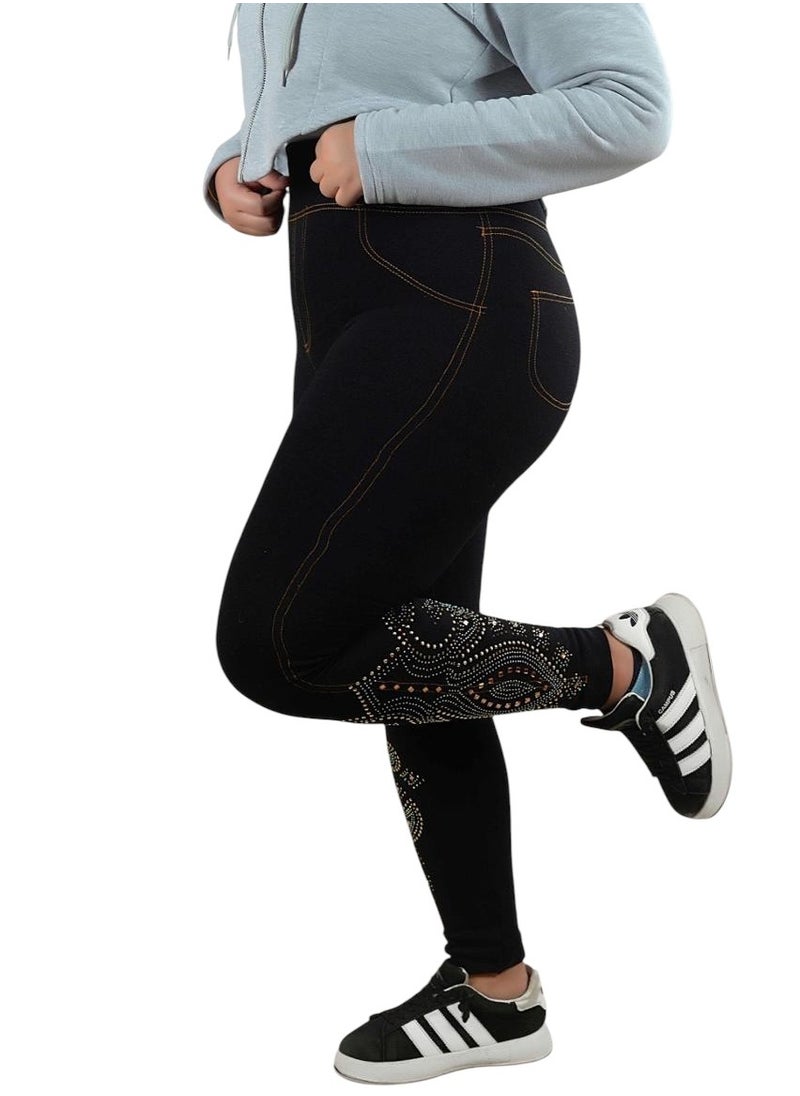 Generic - Lycra jeans lined with fur on the inside and sides, handmade - black, one size - Image 1