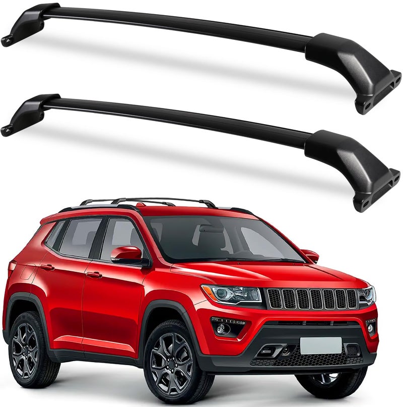 KINGGERI 260lbs Roof Racks Cross Bars Fit for Jeep Compass 20182025 Aluminum Heavy Duty Roof Rails Crossbars Rooftop Cargo Basket Carrier Bag Luggage Rails Kayak Canoe Snowboard Skiboard Bike