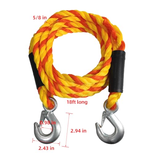 GIAHAND Tow Straps Rope with Hooks Heavy Duty Braided Tow Rope for Trucks and Recreational Use 5/8'' 18ft 6800lbs Break Strength 2266lbs Safe Working Load - Image 5