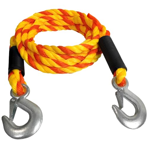 GIAHAND Tow Straps Rope with Hooks Heavy Duty Braided Tow Rope for Trucks and Recreational Use 5/8'' 18ft 6800lbs Break Strength 2266lbs Safe Working Load - Image 1