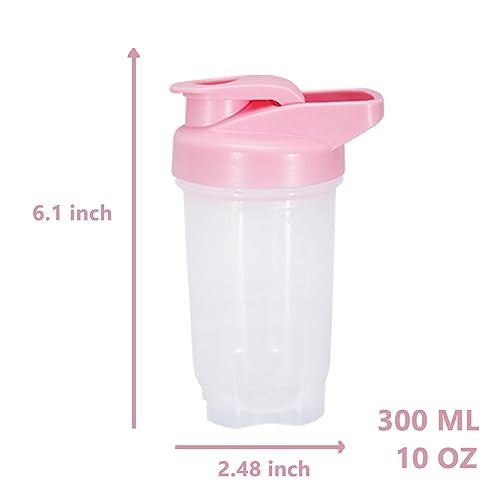 GAISHION Shaker Bottle Protein Shakes Cup and 10-Ounce/300ML Shaker-Bottle with Whisk Balls, Protein Shaker- Bottles Set,Non-BPA plastic (Blue+Pink(2PCS)) - Image 2