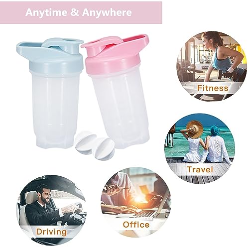 GAISHION Shaker Bottle Protein Shakes Cup and 10-Ounce/300ML Shaker-Bottle with Whisk Balls, Protein Shaker- Bottles Set,Non-BPA plastic (Blue+Pink(2PCS)) - Image 5
