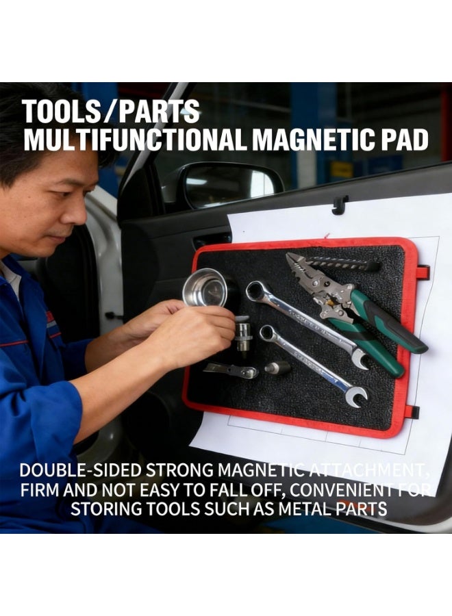 Magnetic Tool Mat, Magnetic Mat for Tools PVC, 3-Piece Flexible Magnetic Mat, Icon Magnets Tool Mat and Tray Holder, Magnetic Tool Holder for Garage, Workshop and Auto Repair Tools - Image 2