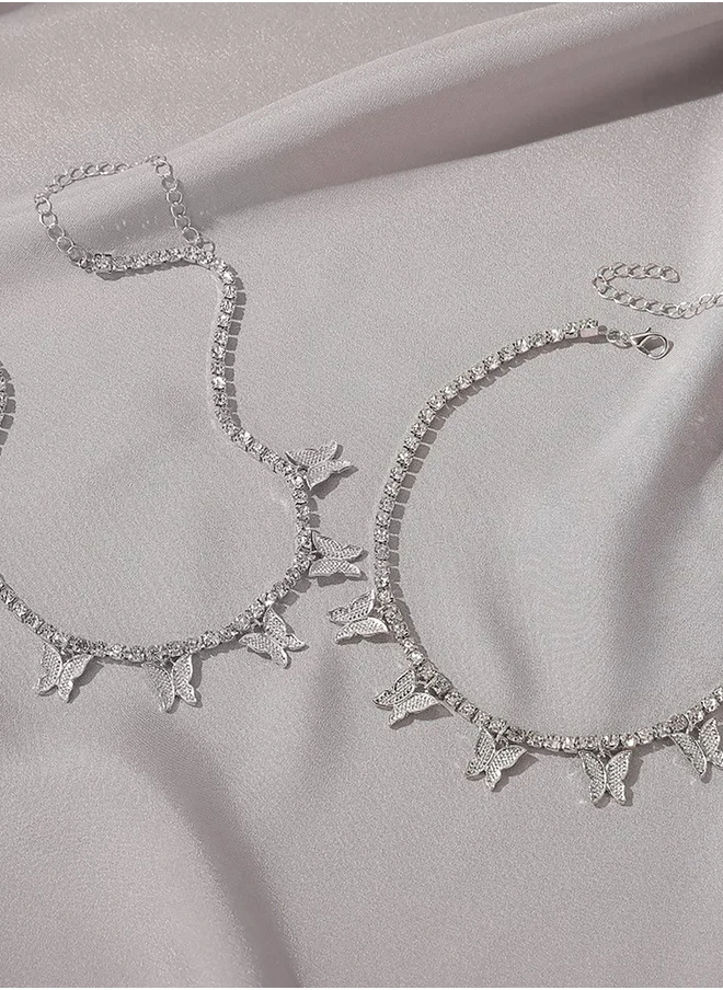 تايك تو Embellished Butterfly Charm Necklace