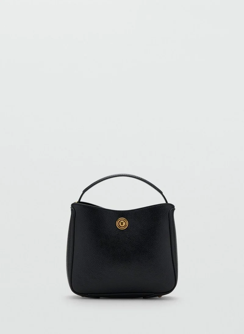 MANGO Small Bucket Bag With Metal Detail