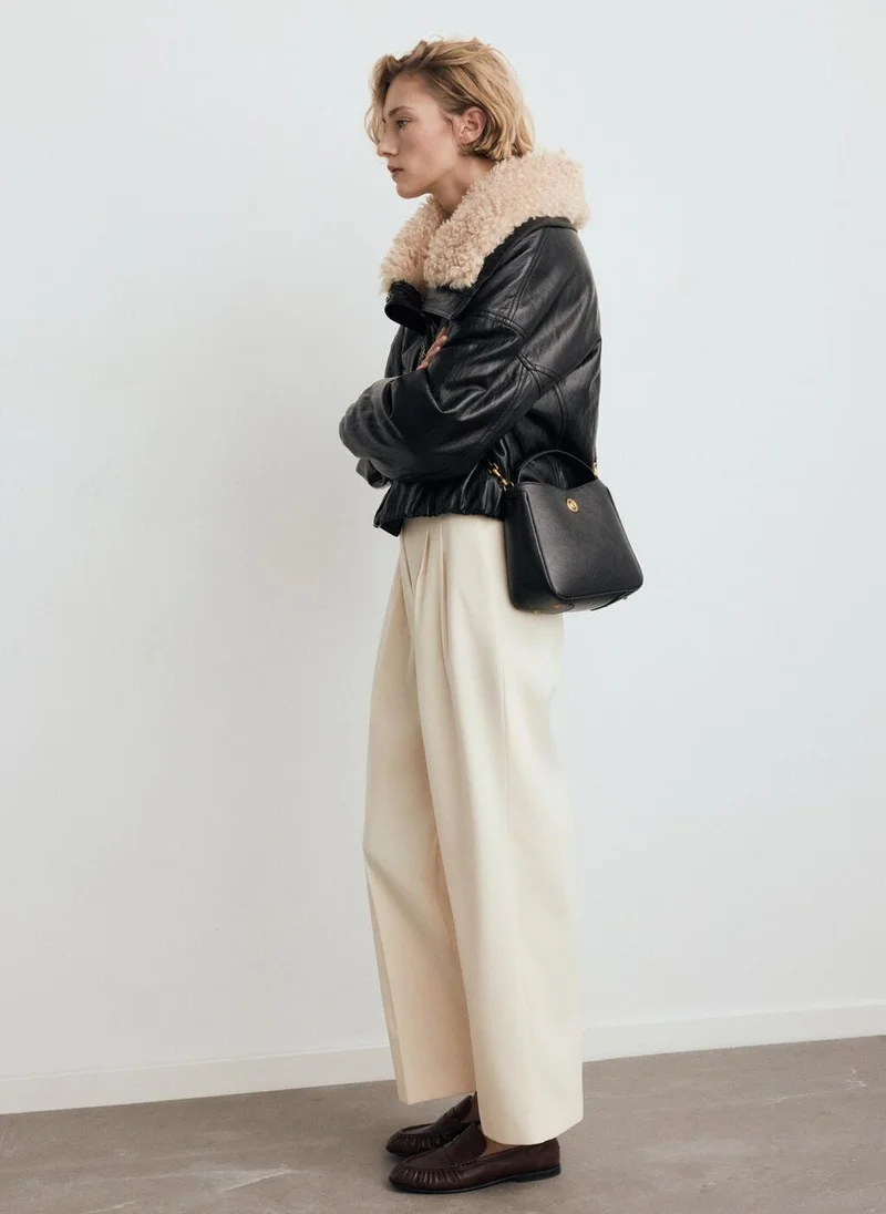 MANGO Small Bucket Bag With Metal Detail