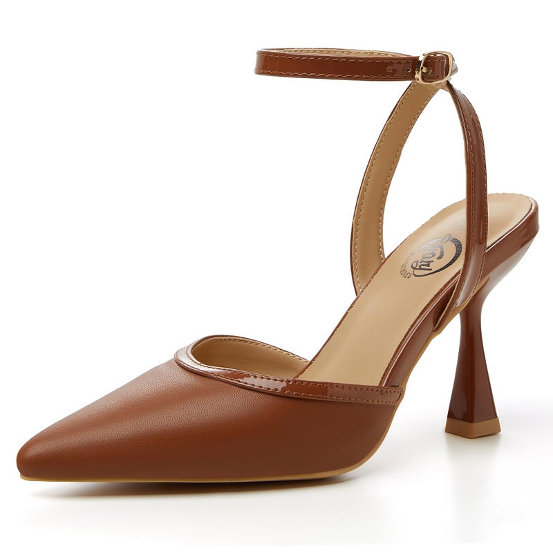 Trary Heels Women Pumps Closed Toe Ankle Strap Pointed Toe Heeled Sandals for Women Stiletto Wedding Dress Shoes - Image 1