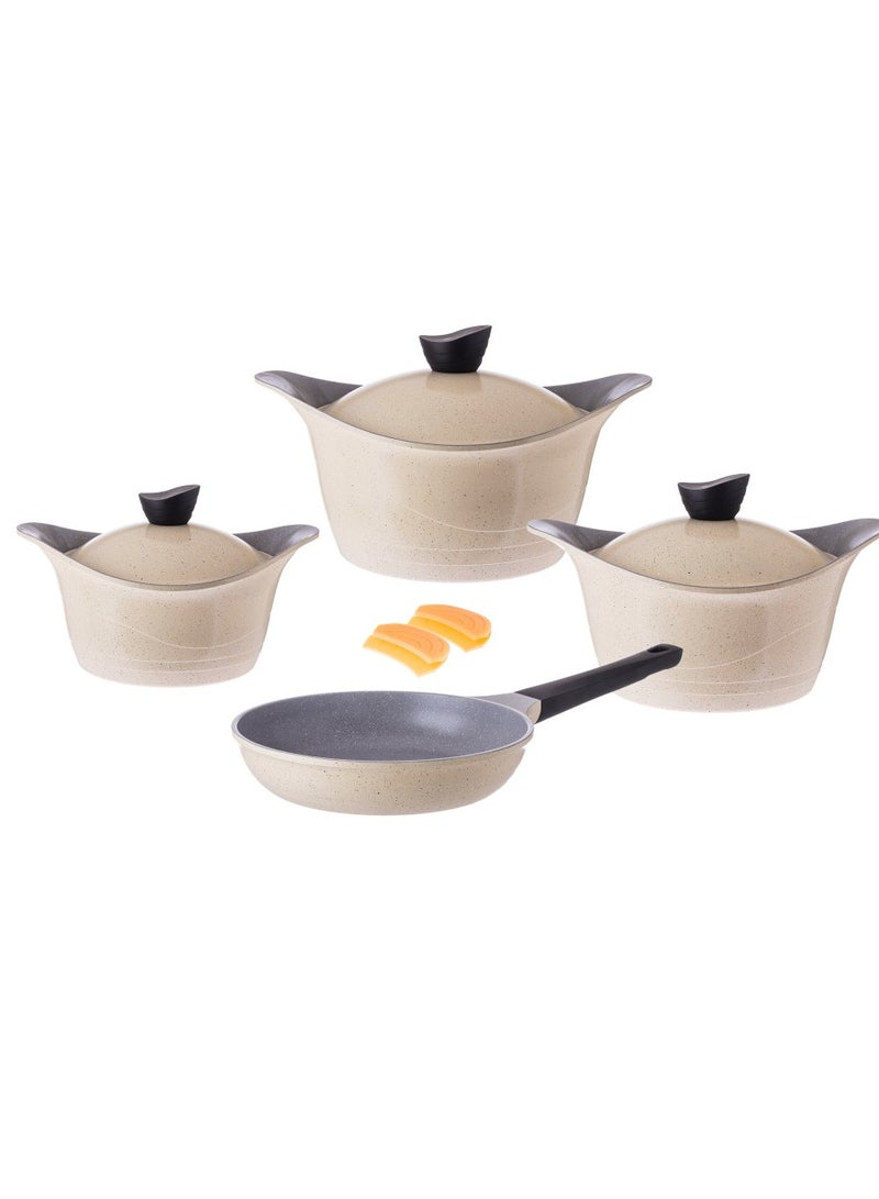 Badraig Beige granite cookware set consisting of 9 pieces - Image 1