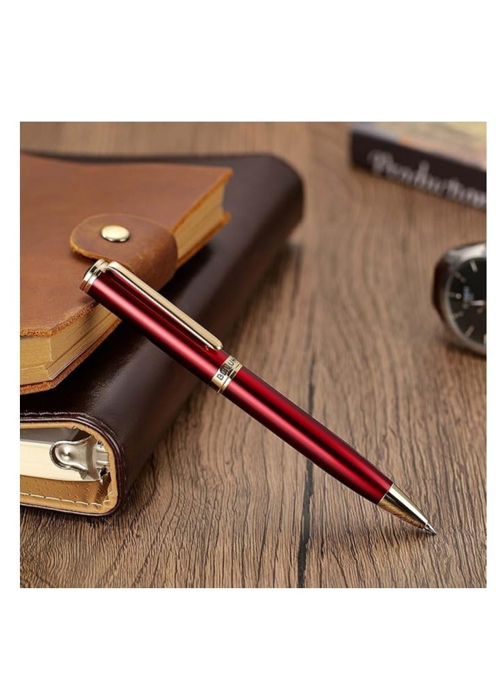 بيلونر أقلام حبر جاف فاخرة من بيلونير أسطوانة أحمر نبيذي مع زخرفة الذهب عيار 24 قيراط قلم قابل لإعادة التعبئة صندوق جلد مجموعة هدايا للرجال والنساء المحترفين والمديرين التنفيذيين والمكتب لطيفة - Image 3