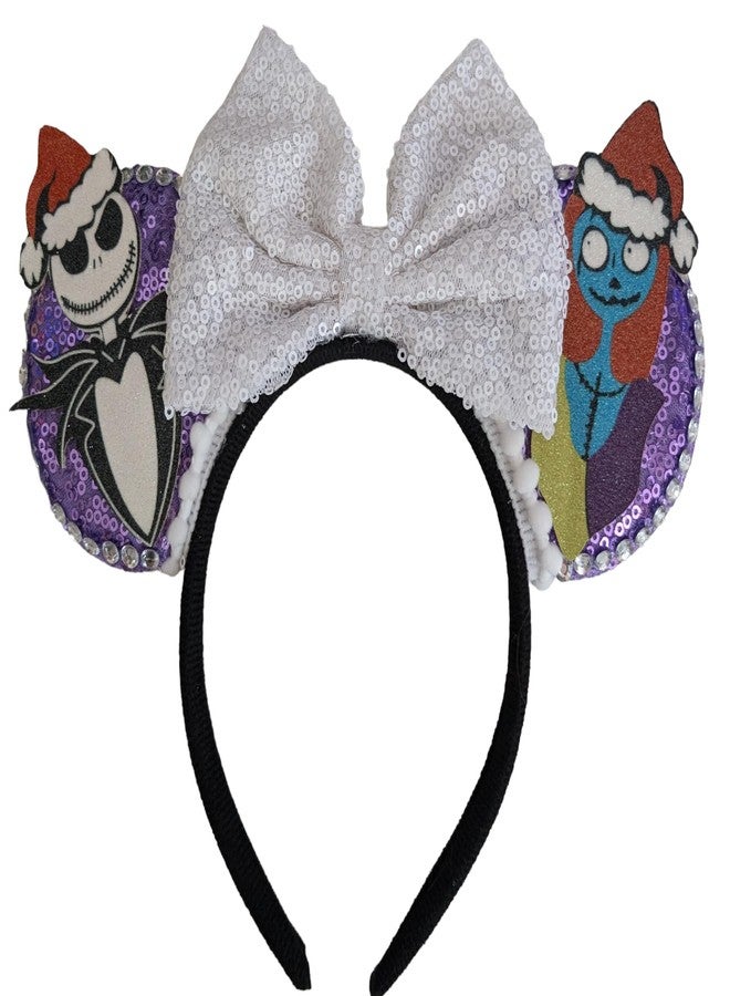 CLGIFT Mickey Ears Flexible Headband, Halloween and Christmas Costume Mouse Ears with Sequin, Bow Size - 5 inches, One Size Fits All, Suitable for Children and Disney Fans