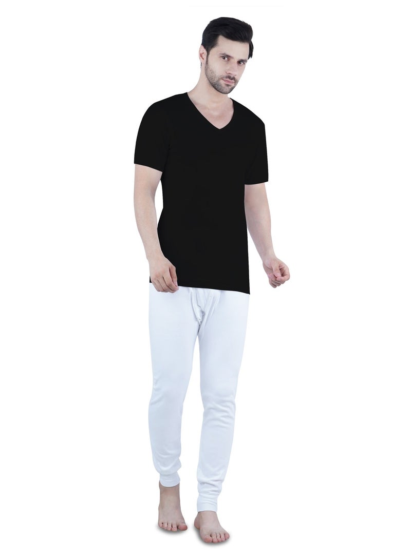 WHITE LEAF Men's V-Neck Undershirt Vest Half Sleeve 3PCS Pack – 100% Combed Cotton Breathable Comfortable Innerwear, BK/GYM/NV (WLVNSUG-03-S) - Image 2