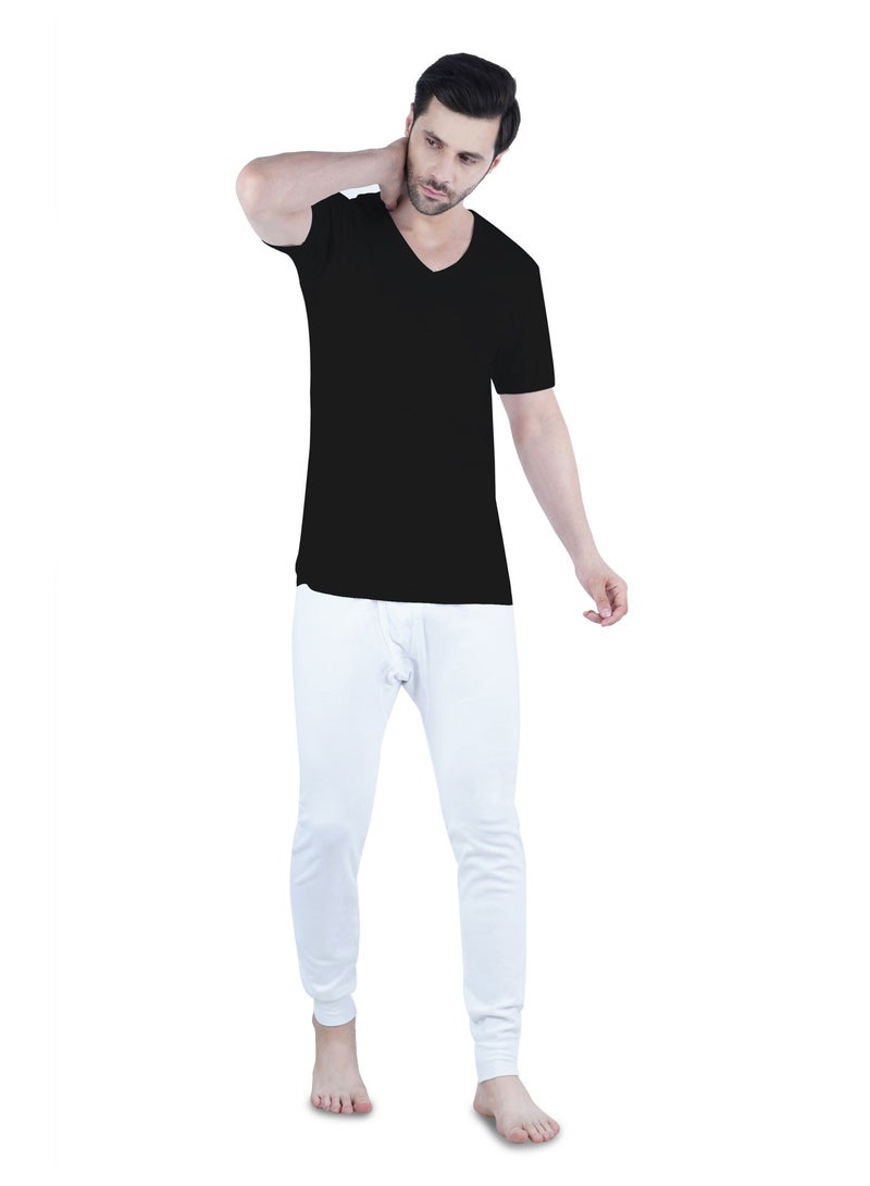 WHITE LEAF Men's V-Neck Undershirt Vest Half Sleeve 3PCS Pack – 100% Combed Cotton Breathable Comfortable Innerwear, BK/GYM/NV (WLVNSUG-03-S) - Image 3