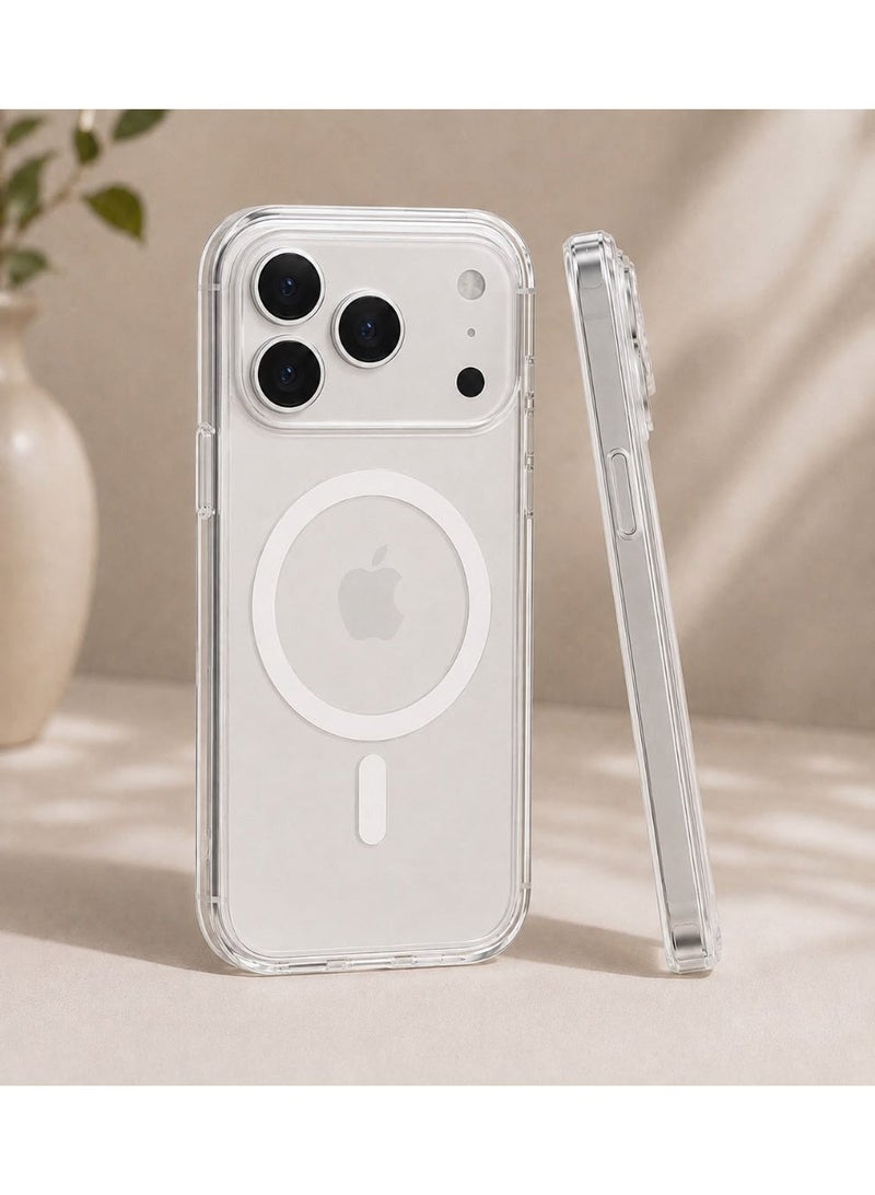 جراب حماية لآيفون 17 برو – كفر شفاف ومرن يدعم MagSafe ومؤخر للاصفرار - Image 1
