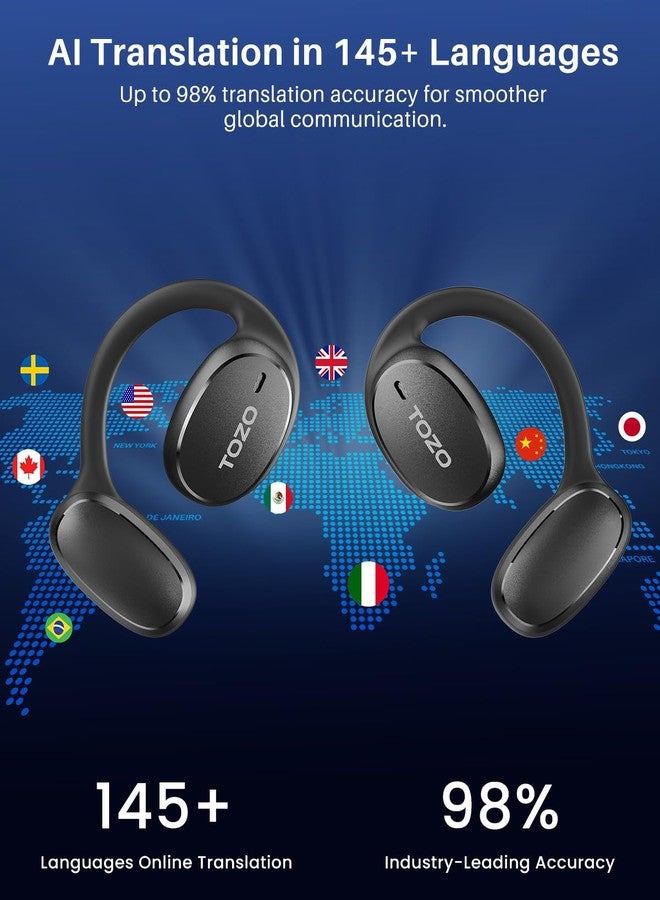 TOZO Real-Time AI Translation Earbuds, 80H Playtime Translator Ear Buds - Image 2