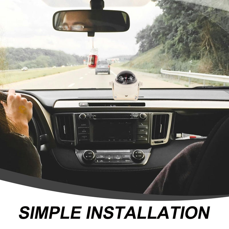 White Ball Shaped Car Dashboard Compass for Marine and Outdoor Navigation - Image 4