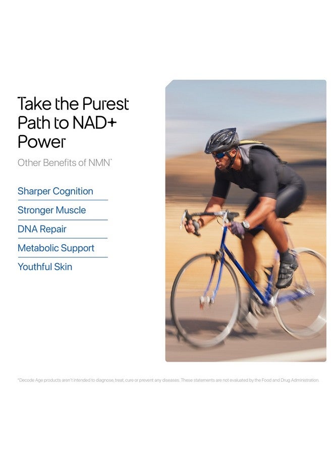 Decode Age NMN Supplement, 99.9% Pure Beta NMN, NAD+ Booster for Energy, Cellular Repair & Skin Health, 500mg, 30 Veg Capsules - Image 4