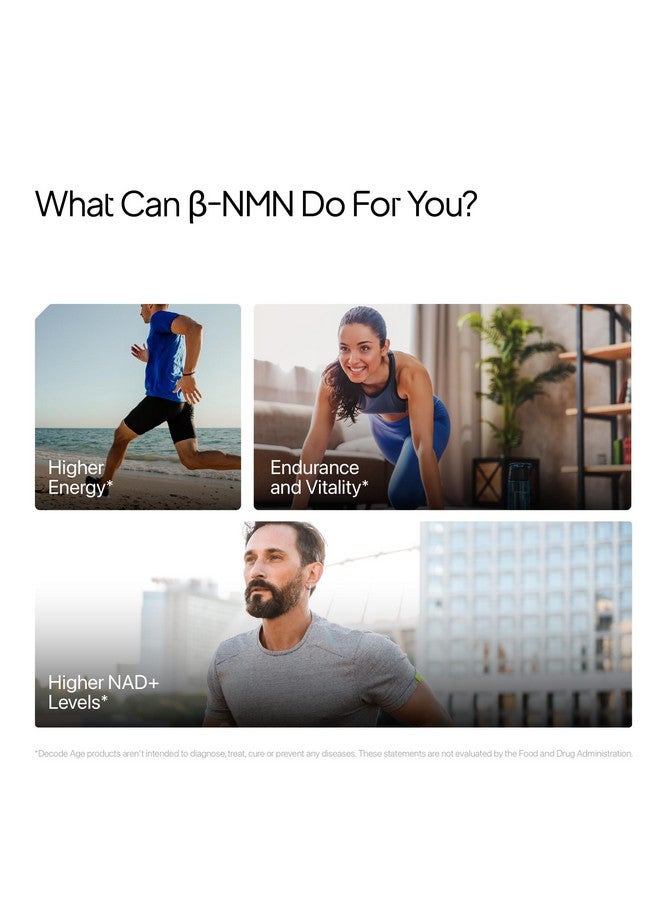 Decode Age NMN Supplement, 99.9% Pure Beta NMN, NAD+ Booster for Energy, Cellular Repair & Skin Health, 500mg, 30 Veg Capsules - Image 3