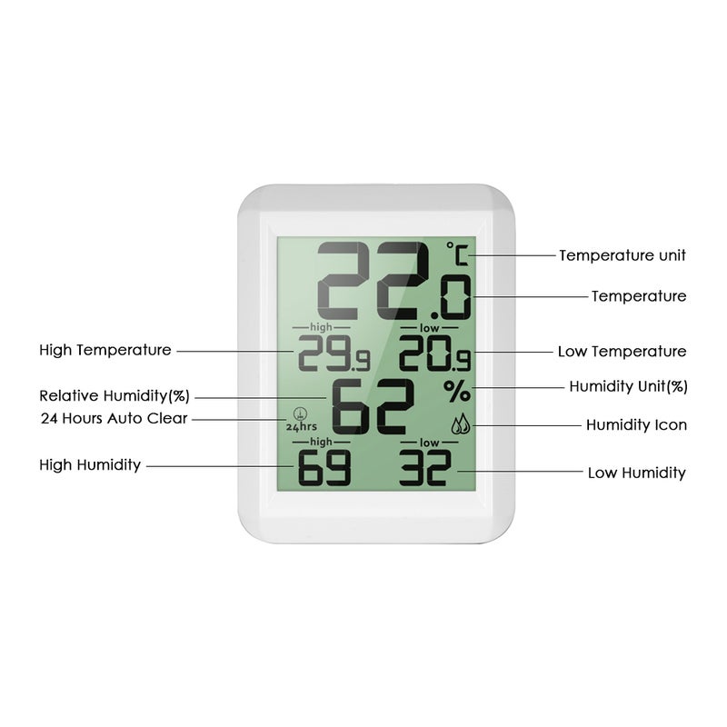 Mini LCD Digital Indoor Thermometer Hygrometer Room °C/°F Temperature Humidity Monitor Gauge Thermo-Hygrometer with Back Stand - Image 2