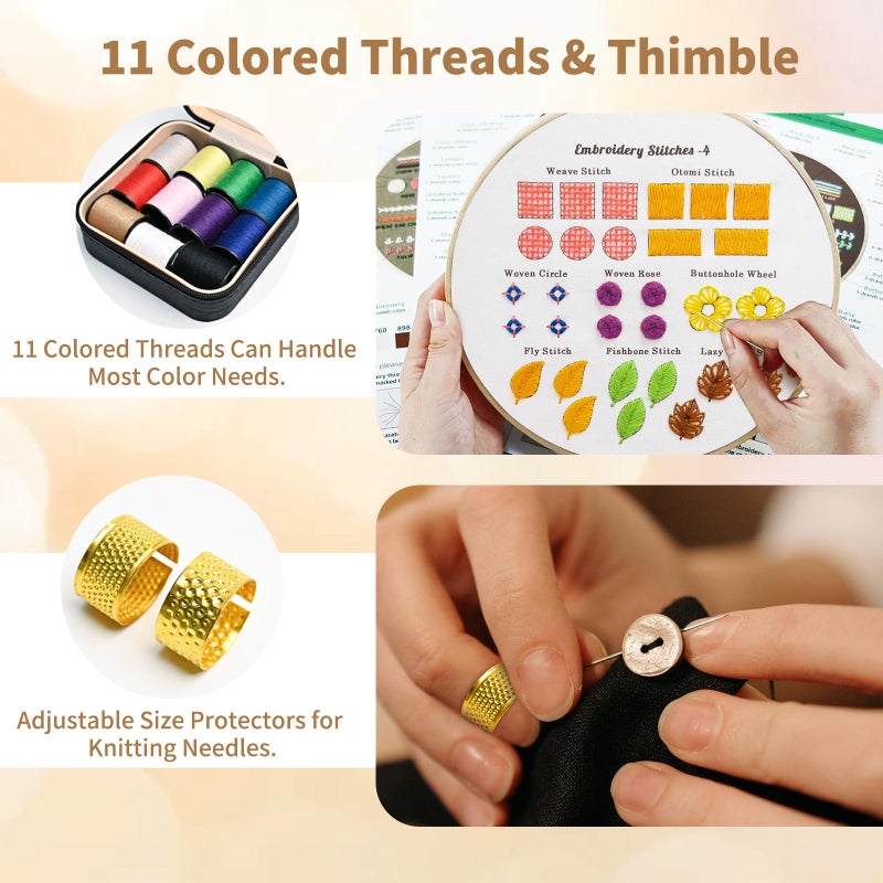MASHDE 74 PCS Sewing Kit, Big Eye Steel Sewing Needles Kit with Storage Box, Include 55 Steel Needles for Hand Sewing, 11 Colored Threads, Tape Measure, Needle Threaders, Thimbles, Seam Rippers - Image 4