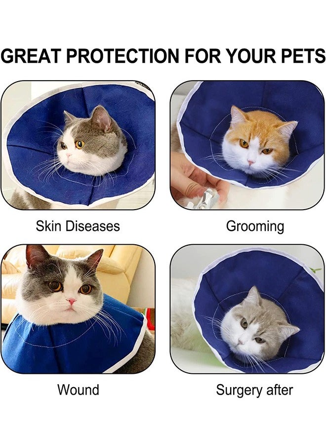 Soft Lightweight Cat Recovery Collar, Drawstring Design Cat Cone Collar, Anti-lick Cat Neck Collar After Surgery Healing Protective Collar, Easy for Cats & Dogs to Eat and Drink (S)