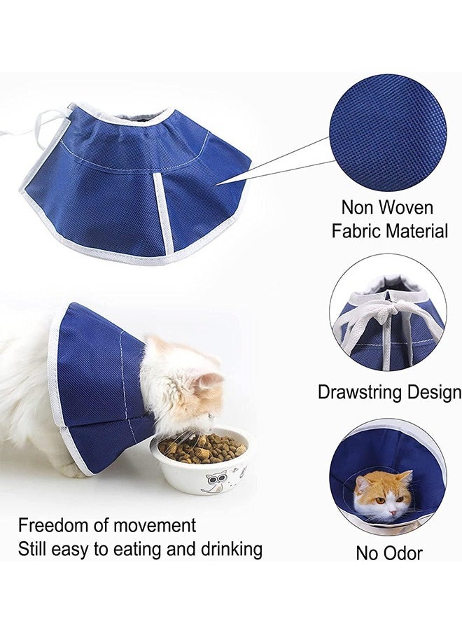 Soft Lightweight Cat Recovery Collar, Drawstring Design Cat Cone Collar, Anti-lick Cat Neck Collar After Surgery Healing Protective Collar, Easy for Cats & Dogs to Eat and Drink (S)