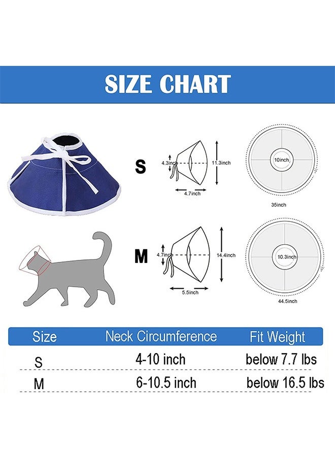 Soft Lightweight Cat Recovery Collar, Drawstring Design Cat Cone Collar, Anti-lick Cat Neck Collar After Surgery Healing Protective Collar, Easy for Cats & Dogs to Eat and Drink (S)