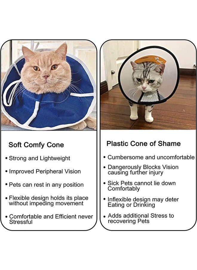 Soft Lightweight Cat Recovery Collar, Drawstring Design Cat Cone Collar, Anti-lick Cat Neck Collar After Surgery Healing Protective Collar, Easy for Cats & Dogs to Eat and Drink (S)