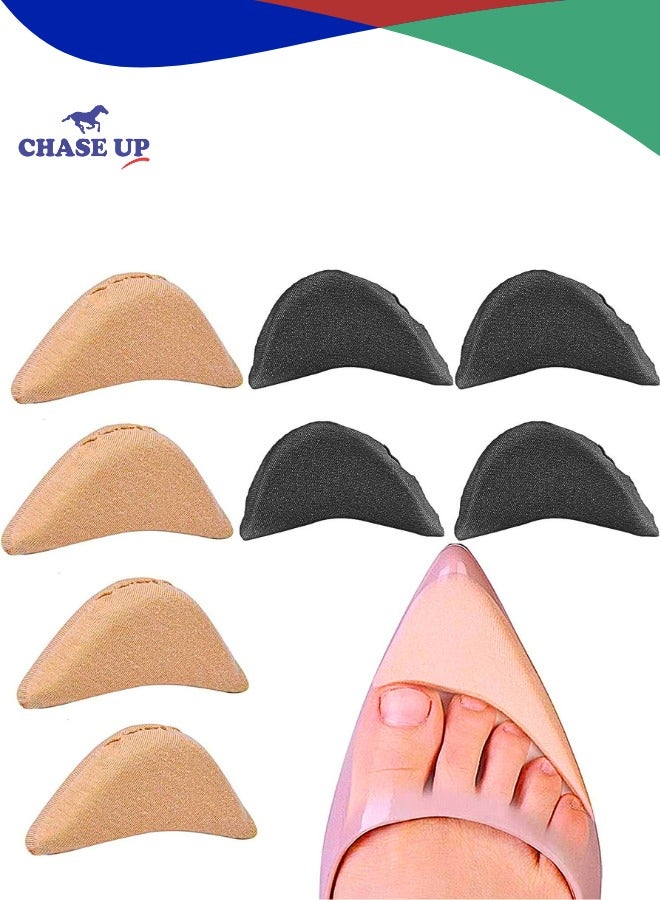 Chase Up Shoe Filler,Toe Inserts for Shoes Too Big, 4 Pairs Shoe Inserts for Women Men, Foam Toe Filler, Shoe Fitters, Black and Beige - Image 1
