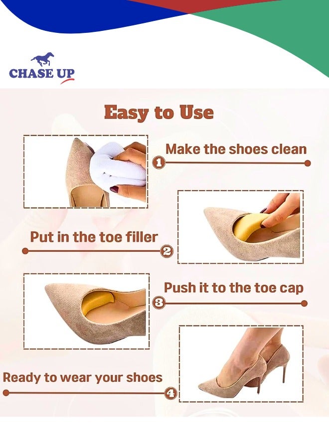 Chase Up Shoe Filler,Toe Inserts for Shoes Too Big, 4 Pairs Shoe Inserts for Women Men, Foam Toe Filler, Shoe Fitters, Black and Beige - Image 2