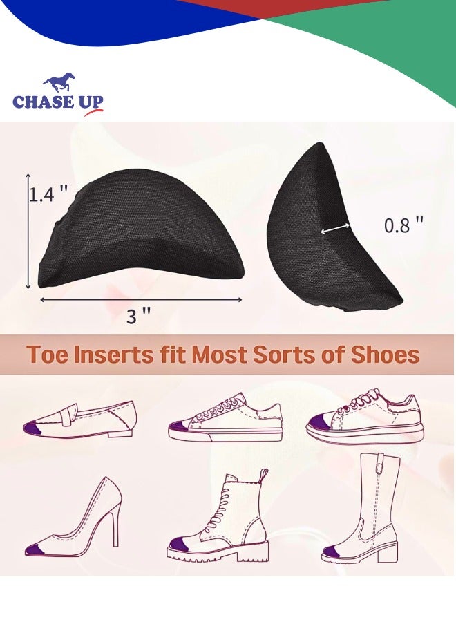 Chase Up Shoe Filler,Toe Inserts for Shoes Too Big, 4 Pairs Shoe Inserts for Women Men, Foam Toe Filler, Shoe Fitters, Black and Beige - Image 3