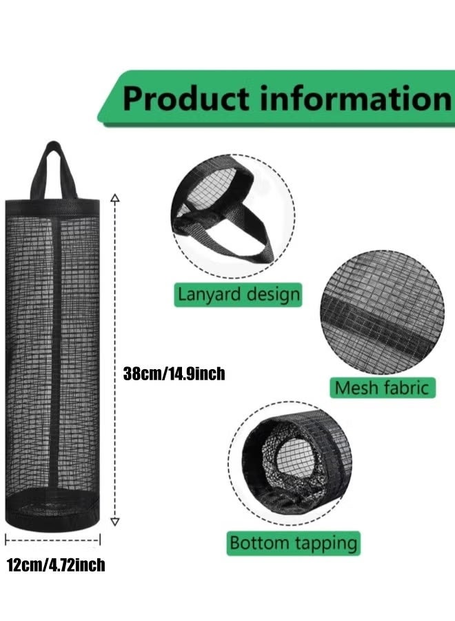 5Pcs Plastic Bag Holder Dispenser, Wall-Mounted Hanging Mesh Grocery Bag, Kitchen Bathroom Storage Bags Holders Organizer, Recycling Grocery Pocket Containers, Foldable Multi-functional Storage Bag - Image 2