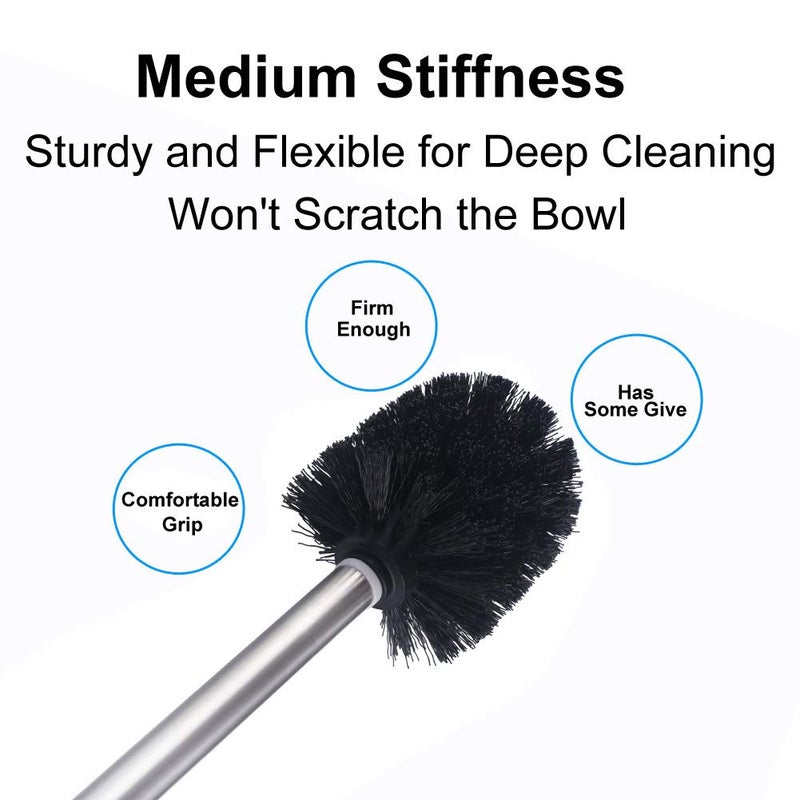 Angle Simple Toilet Brushes, Toilet Bowl Scrubber Brush Head 3 PCS with Cleaner Wand for Bathroom Restroom - Image 3