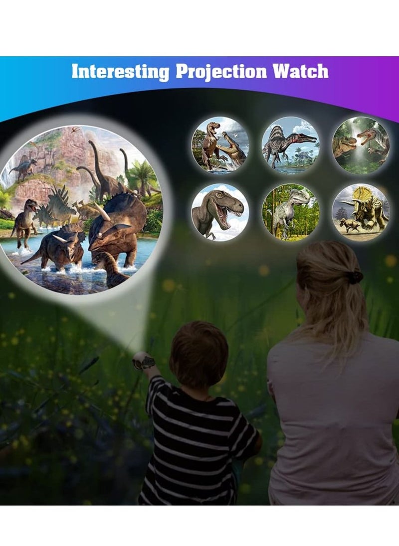 SYOSI - Watch with 24 Kinds of Dinosaur Projection Pattern Cartoon Children Digital Dinosaur Watch Toy for Boys and Girls Children Toy Watches with Cover Adjustable Date and Time Projector Watch - Image 1