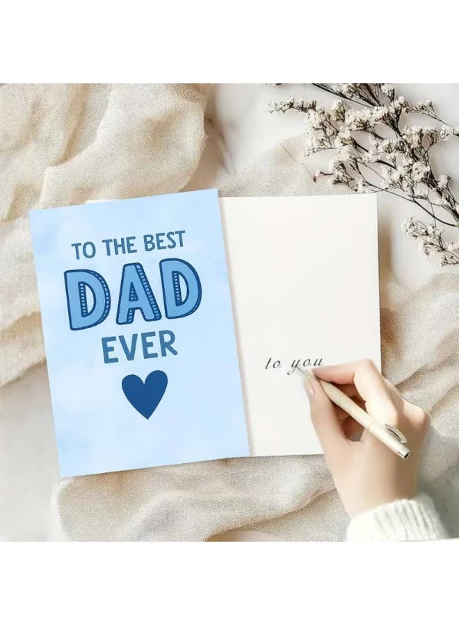 Kandid بطاقة تهنئة مع ظرف، تصميم قلب مطبوع باللون الأزرق (أفضل أب على الإطلاق) - Image 4