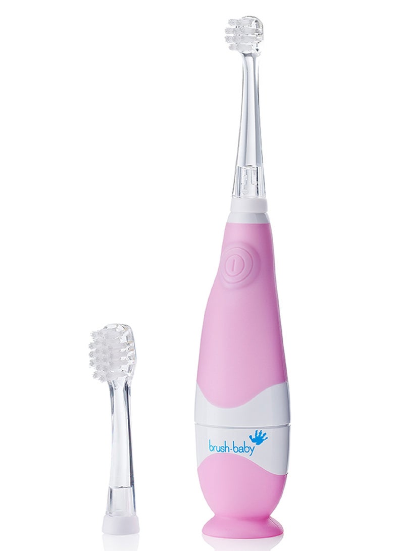 برش بيبي فرشاة أسنان كهربائية للأطفال بيبي سونيك باللون الوردي – إضاءة LED، رأسين للفرشاة، شعيرات ناعمة، مؤقت دقيقتين - Image 1