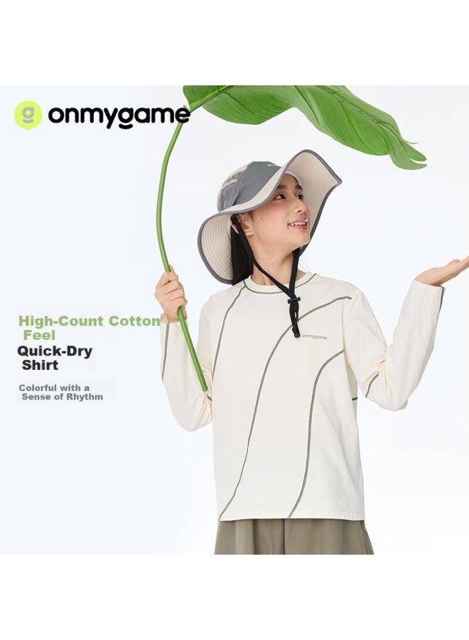 Onmygame Kids Cotton-feel Quick-dry Long Sleeve T-shirt Autumn Outdoor Sports Sweat-wicking Mountain Style Black Size 110 - Image 1