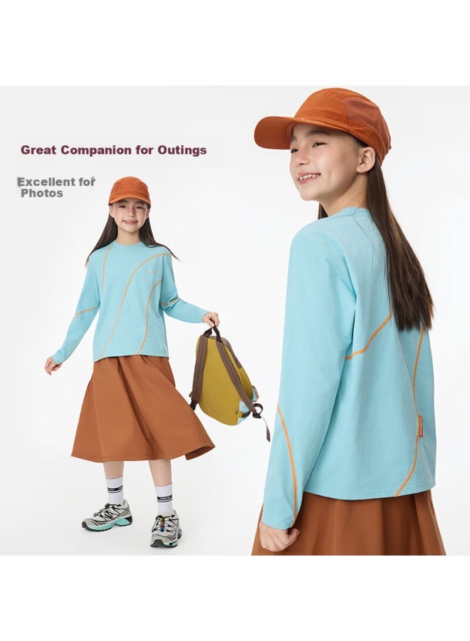 Onmygame Kids Cotton-feel Quick-dry Long Sleeve T-shirt Autumn Outdoor Sports Sweat-wicking Mountain Style Black Size 110 - Image 2