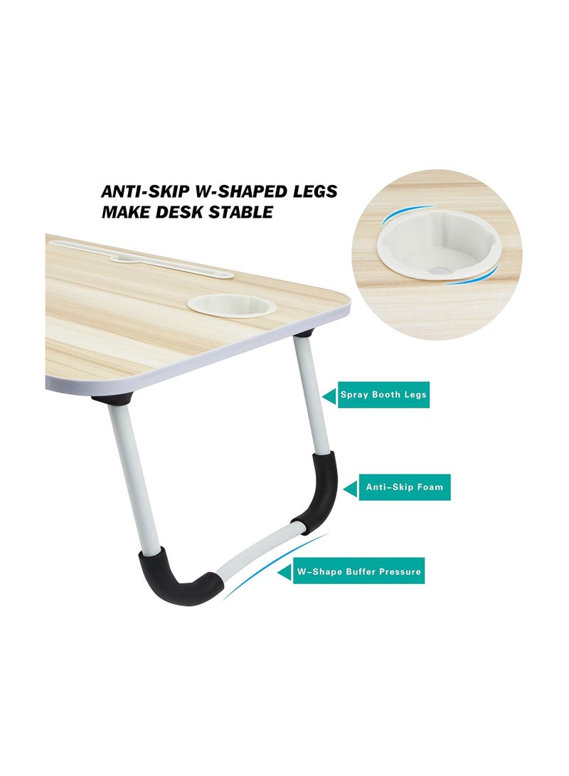 Generic Portable Folding Laptop Table with iPad Holder, Built-in Fan, LED Light, and Cup Holder - Multi-Functional Bed  Study Table (28x60x40cm)  - Image 3